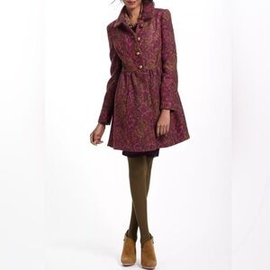 Anthropologie Plenty by Tracy Reese Nubby Princess Coat Paisley Size 0